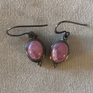 Rhodochrosite and sterling, silver earrings